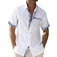 Men's Casual Short Sleeve Button-Down Shirts Collared Hawaiian Vacation Beach Shirts
