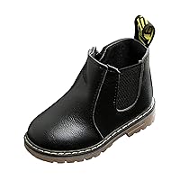 Toddler Girls Chelsea Boots Side Zip Flat Ankle Boots with Elastic Side Tabs