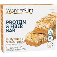WonderSlim Protein & Fiber Bar, Salted Toffee Pretzel - 15g Protein, 7g Fiber, Gluten Free (7ct)