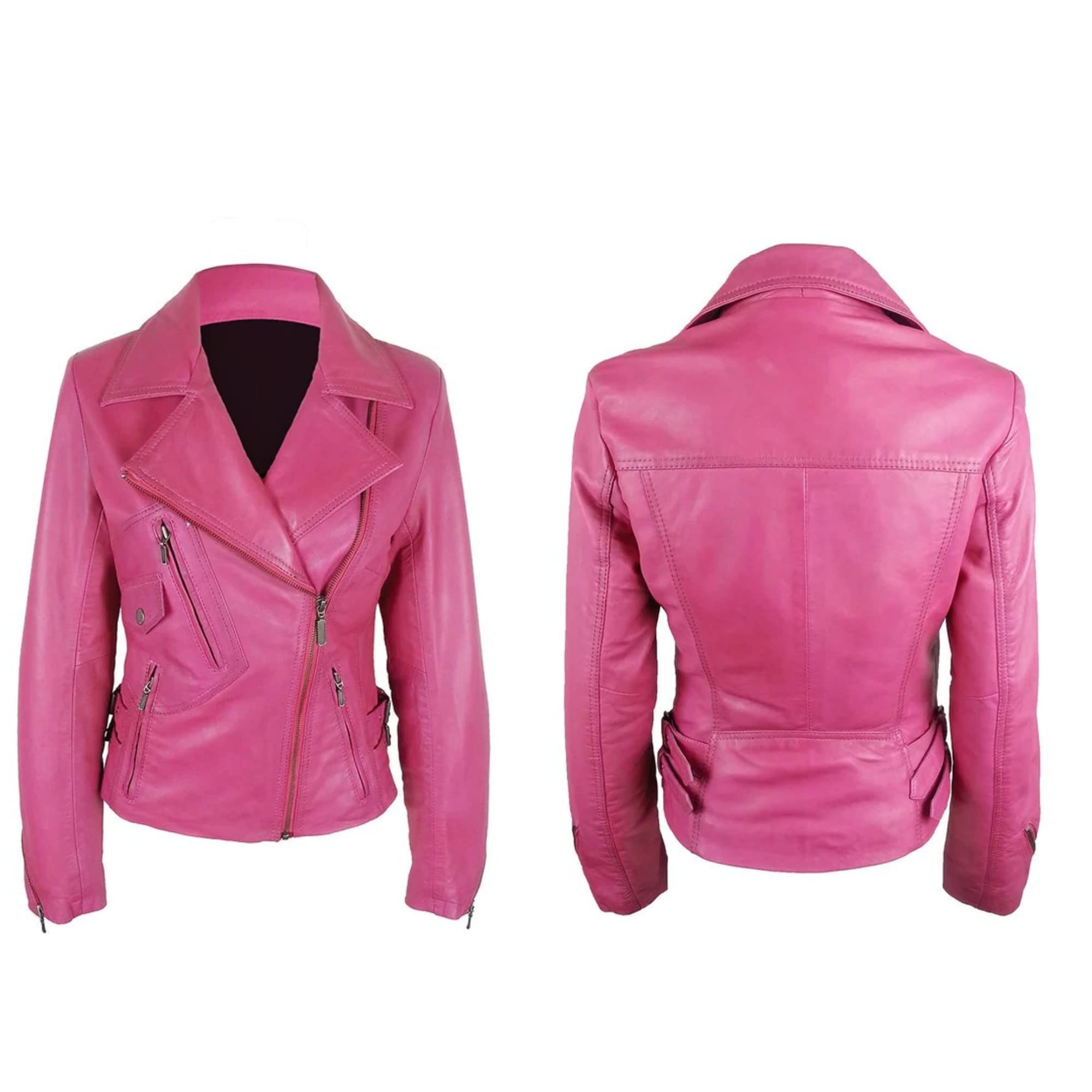 Women's Motorcycle Slim Fit Pink Jacket Pink Women's Motorcycle Jacket Racing jacket Leather jacket Slim Fit Hot Pink