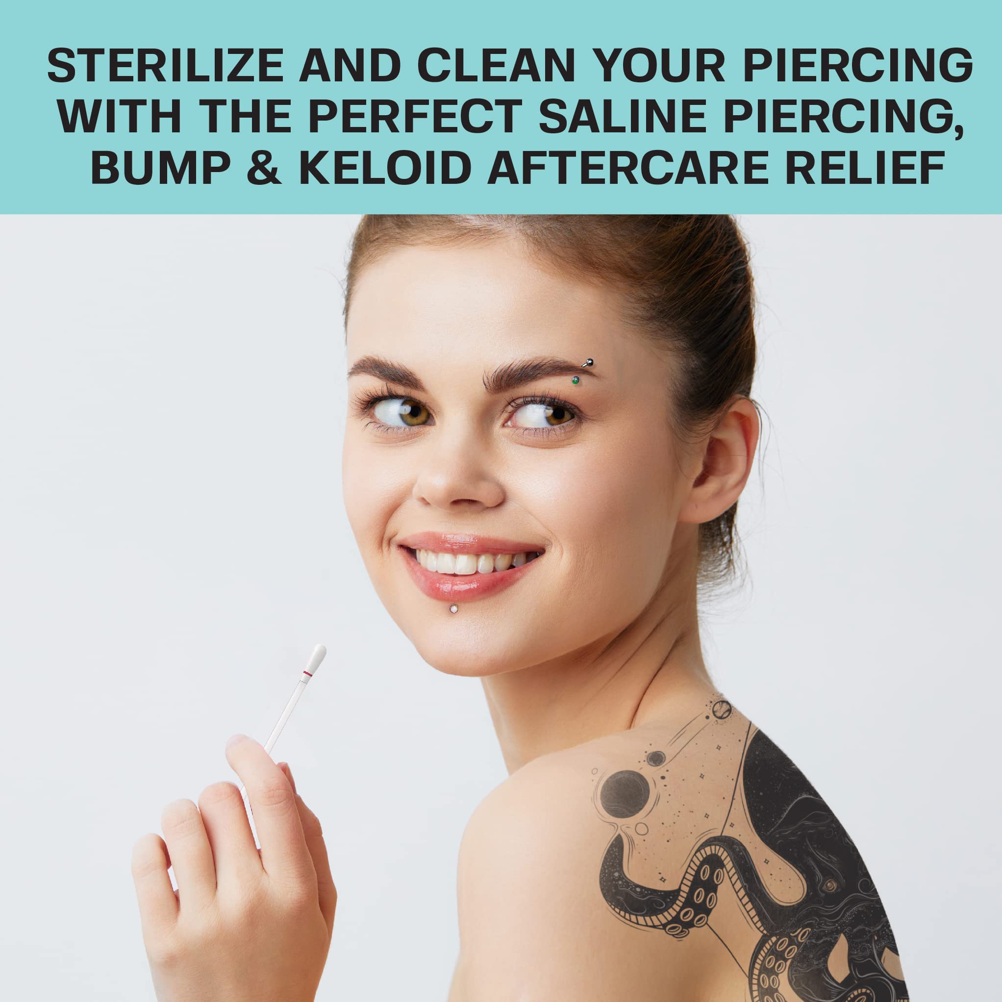 Base Labs Keloid Bump Removal Swabs | Medicated Piercing Aftercare Swabs for Piercing Bumps | Cleansing Gentle Saline Solution for Ear, Nose, Belly, Body Piercings | 40 Swabs