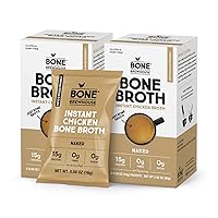 Bone Brewhouse - 2 Pack - Chicken Bone Broth Protein Powder - Naked (unflavoured) - Keto & Paleo Friendly - Instant Soup Broth - 15g Protein - Natural Collagen & Gluten-Free - 10 Individual Packets