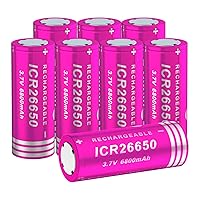 26650 Rechargeable Battery 3.7v li-ion 6800mah 26550 3.7v Batteries for Flashlights-8pack 1121