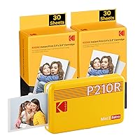 Mini 2 Retro 4PASS Portable Photo Printer (2.1x3.4 inches) Initial 8 Sheets + 60 Sheets Bundle, Yellow