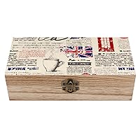UK Old London Newspaper Print Funny Wooden Storage Box with Hinged Lid and Front Clasp Jewelry Gift Boxes for Crafts and Home Decor 8