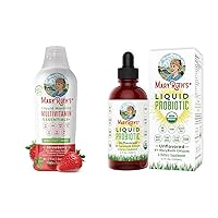 Liquid Multivitamin Strawberry & Liquid Probiotic 4oz Bundle by MaryRuth’s | Vegan Vitamin A, B, C, D3, E & Amino Acids | Immune, Digestion, Focus & Energy Support | Gut Health Supplement.