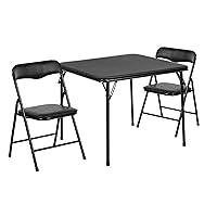 Flash Furniture Kids 3-Piece Folding Square Table and Chairs Set for Daycare and Classrooms, Children's Activity Table and Chairs Set, Black