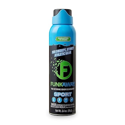 FunkAway Sport Aerosol Spray, 3.4 oz, The Extreme Odor Eliminator Refreshes Shoes and Sports Gear, For Stuff You Can't Put In The Wash, Satisfaction Guaranteed
