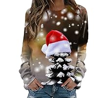 Womens Fall Fashion 2023, Women'S Casual Christmas Print Long Sleeve O-Neck Pullover Top Juniors Sweaters Trendy Clothes Cute Shirts For Women Ugly Sweaters Tops Blouses (XL, Multicolor)