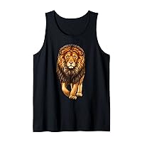 Mens Lion walking realistic for lovers lions King African Animal Tank Top