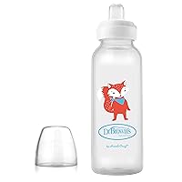 Dr. Brown's Milestones Narrow Sippy Bottle, 100% Silicone Soft Sippy Spout, 8oz/250mL, Fox, 6m+