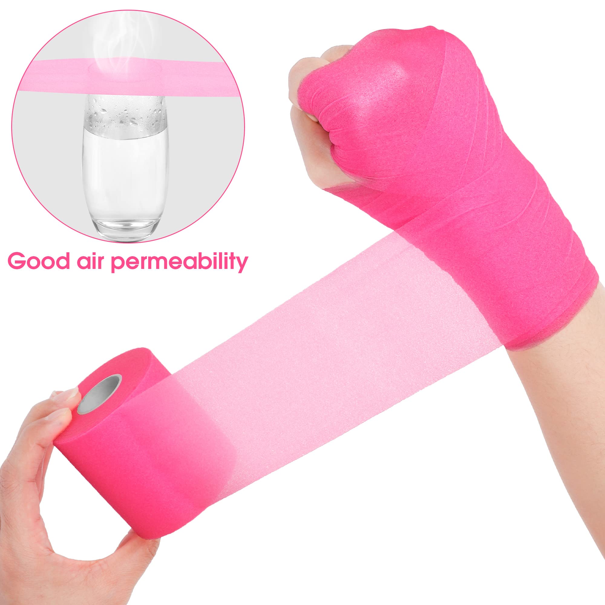 KOGGON 4 Pieces Foam Underwrap Bandage Prewrap Grip Cover Wrap Self Adhering Roll Athletic Breathable Elastic Sports Tape First Aid Medical Tape for Sports Ankle Wrist, 2.8 Inchx29.5 Yard, Pink