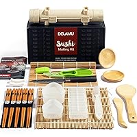 Sushi Making Kit, Upgrade 22 in 1 Sushi Maker Bazooker Roller Kit with Bamboo Mats, Chef's Knife, Triangle/Nigiri/Gunkan Sushi Rice Mold, Chopsticks, Sauce Dishes, Rice Spreader, User Guide