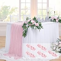 Pink Cheesecloth Table Runner 5 Pack 35x120 Inch Boho Bulk Gauze Table Runner Valentine's Day Table Runner for Wedding Holiday Birthday Party Baby Shower Decorations 10Ft