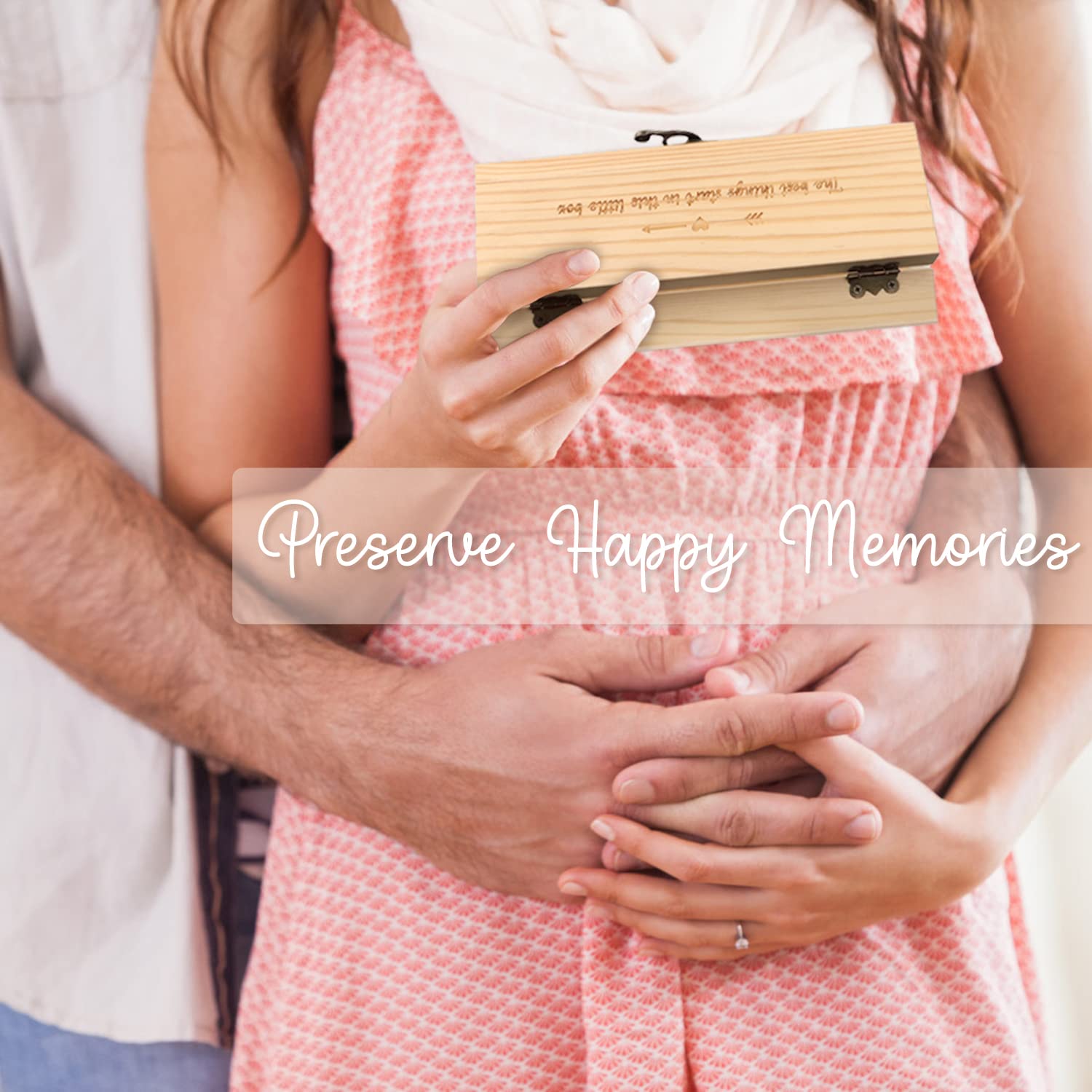 Pregnancy Test Keepsake Box, Surprise Pregnancy Announcements for Grandparents Dad Aunt and Uncle, Wooden Baby Annouced Box for Grandma Auntie