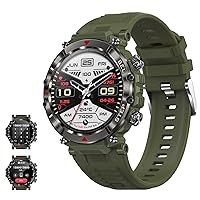 Military Smartwatch Men's IP67 Waterproof with Phone Function Calls Pedometer Blood Pressure Measurement 1.39 Inch Round HD Display Outdoor Watches Fitness Tracker Fitness Watch Sports Watch for