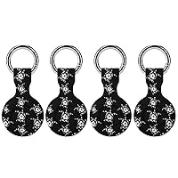 Tribal Turtle Hibiscus Flowers Anti-Scratch Protective Case Cover Compatible with AirTag with Keychain 4PCS