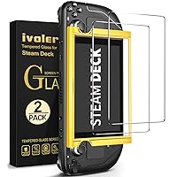 ivoler [2 Pack] Tempered Glass Screen Protector Designed for Steam Deck 7''with [Alignment Frame] Transparent HD Clear[Updated Version] Screen Protector for Steam Deck 7''
