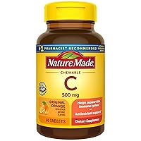 Chewable Vitamin C 500 mg, Dietary Supplement for Immune Support, 60 Tablets, 60 Day Supply