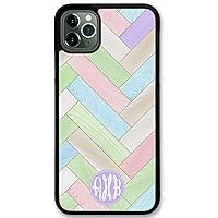 iPhone 11 Pro Max, Phone Case Compatible with iPhone 11 Pro Max [6.5 inch] Pastel Herringbone Chevrons Monogrammed Personalized IP11PM Black