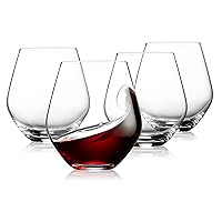 Godinger Wine Glasses, Stemless Wine Glasses, Red Wine Glasses, Wine Drinking Glasses, Stemless Wine Glass - 17oz, Set of 4 - Made in Europe