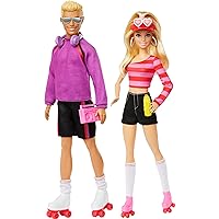 Barbie Fashionistas Set with 2 Fashion Dolls & 6 Accessories, Ken Roller-Skating Fashion Dolls, 65th Anniversary Collectible
