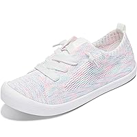 ALTOCIS Women's Knit Slip On Sneakers Ladies Elastic Low Top Flats Lightweight Breathe Mesh Fashion Sneakers Cute Flying Woven Loafers