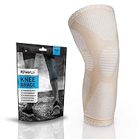 POWERLIX Leg Sleeve - Best Knee Brace for Leg Pain for Men & Women Knee Support for Running, Basketball, Weightlifting, Gym, Workout, Sports Please Check Sizing Chart (Nude, Small)