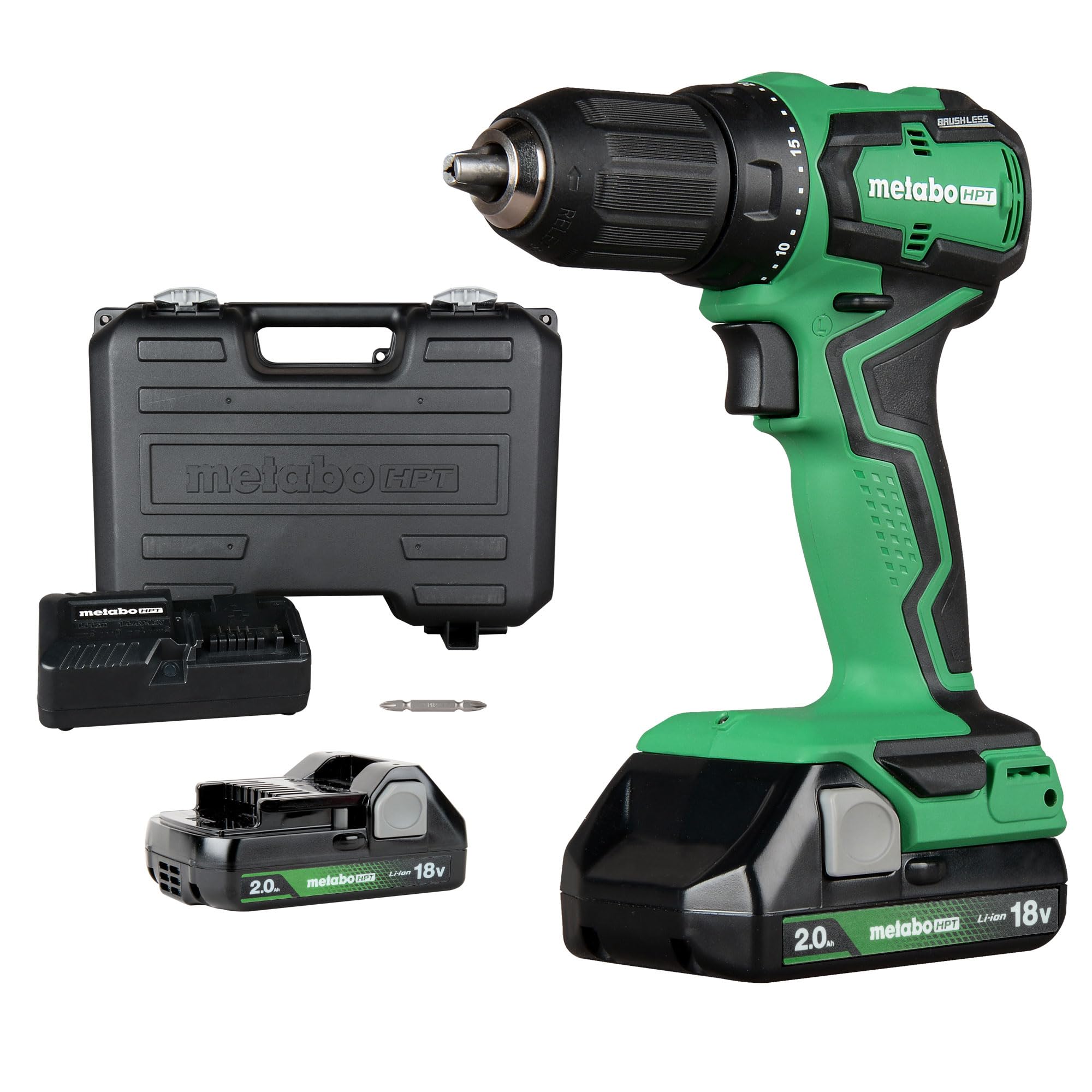 Metabo HPT 18V MultiVolt™ Cordless Sub-Compact Driver Drill Kit | Includes 2-18V, 2.0 Ah Batteries with Fuel Gauge | 485 in-lbs of Torque | Lifetime Tool Warranty | DS18DDXS