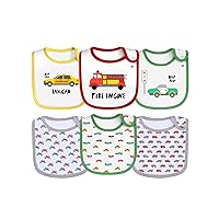 Maiwa 6 Pack Waterproof Cotton Baby Bibs with Snaps for baby boys girls teething drooling and feeding