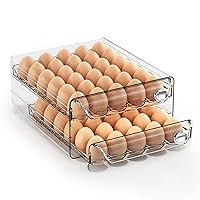 Egg Holder for Refrigerator, 60 Egg Drawer Organizer with Time Scale, Stackable Egg Holder Egg Trays, Clear Egg Fresh Storage Box for Friage, Large Capacity Egg Container Organizer Bins