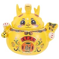 BESTOYARD Mini Ceramic Tea Jar Chinese Dragon Canister Decorative Sugar Candy Container 2024 Fengshui Dragon Statue Zodiac Dragon Loose Tea Tin for Coffee Cookie