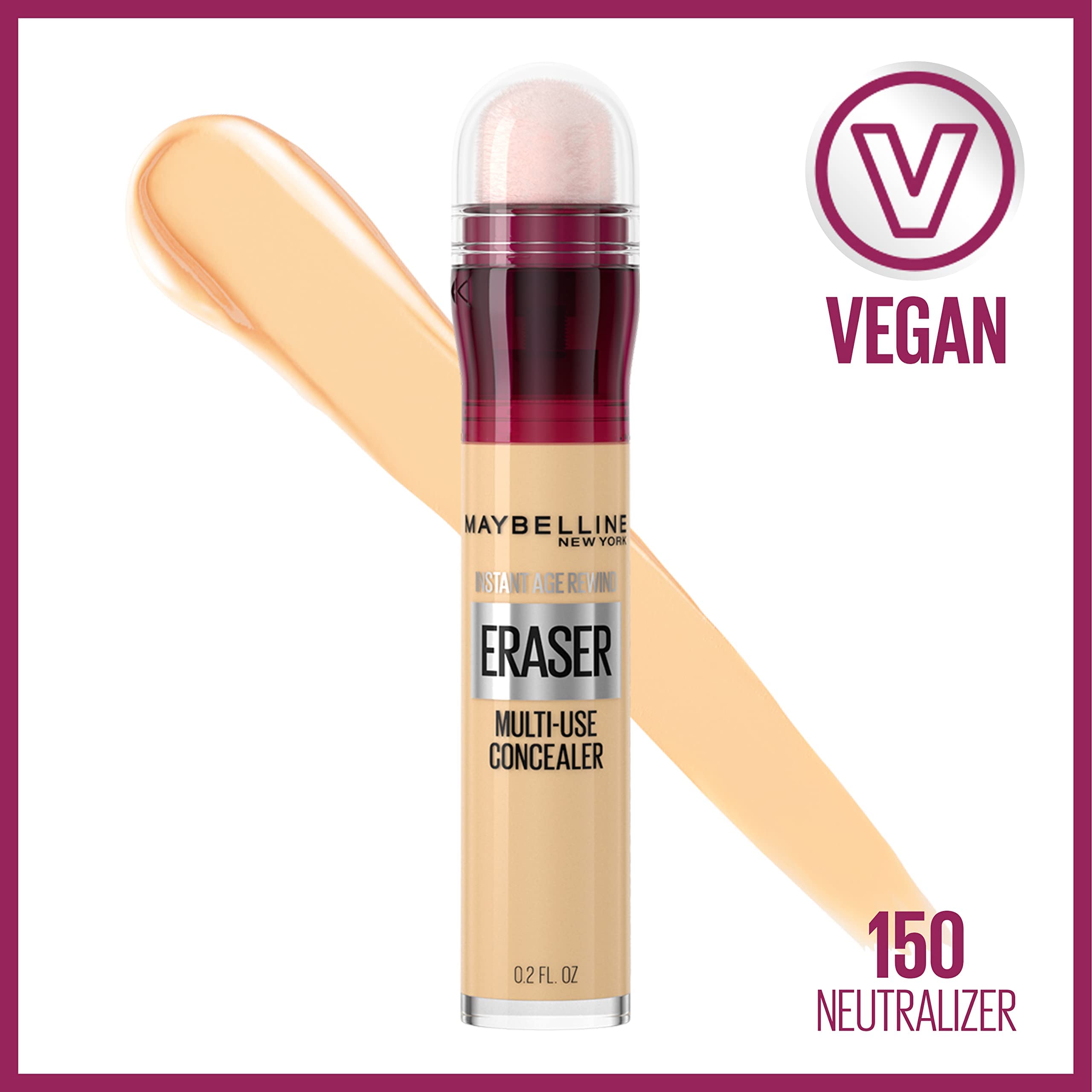 Maybelline New York Instant Age Rewind Eraser Dark Circles Treatment Multi-Use Concealer, 150, 1 Count (Packaging May Vary)