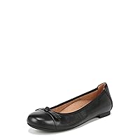 VIONIC Women's Amorie Skimmers Ballet Flat, Black Leather, 9 Wide