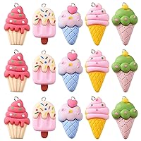 DanLingJewelry 30Pcs 5 Styles Summer Theme Sweet Food Charms Opaque Ice Cream Ice Lolly Charms for DIY Jewelry Making Keychain
