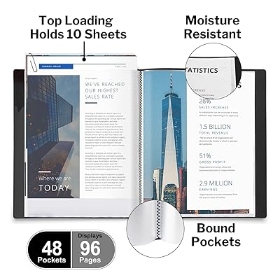 Dunwell Binder with Plastic Sleeves 48-Pocket - Presentation Book 8.5x11  (Aqua) Displays 96 Pages, Portfolio Folder with 8.5 x 11 Sheet Protectors