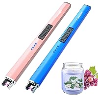 Electric Candle Lighter Plasma Arc Lighters Windproof & Flameless with USB Rechargeable Battery Double Safety Switch (Rose Gold & Sapphire Blue)