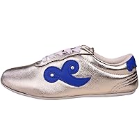 Silver Leather Blue Cloud Wushu Shoes for Chinese Kung Fu