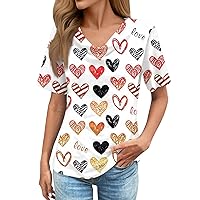 Womens T Shirts,Plus Size Short Sleeve Loose Shirt Love Printed Summer Top Fashion Casual Tees Trendy 2024 Blouse