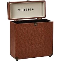 Victrola Vintage Vinyl Record Storage and Carrying Case, Fits all Standard Records - 33 1/3, 45 and 78 RPM, Holds 30 Albums, Perfect for your Treasured Record Collection, Brown (VSC-20-BRW)