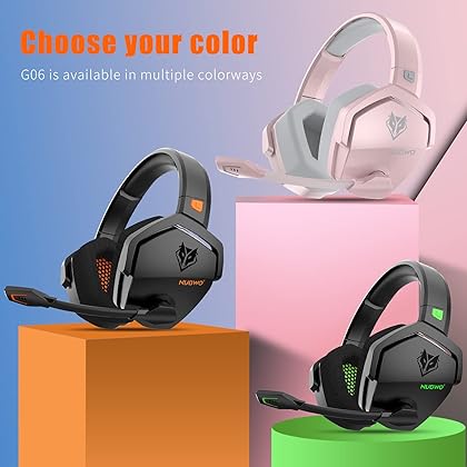 NUBWO G06 Wireless Gaming Headset with Crystal-Clear Microphone for PS5, PS4, PC, and Switch, 47-Hr Battery, Ergonomic Design (Orange)