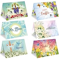 gisgfim Easter Greeting Cards with Scripture - Includes 24 Cards & Envelopes & Sealing Stickers, Religious He is Risen Easter Note Cards with Inspiring Bible Messages for Christians and Catholics