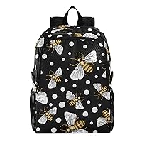 ALAZA Bee Polka Dot Hiking Backpack Packable Lightweight Waterproof Dayback Foldable Shoulder Bag for Men Women Travel Camping Sports Outdoor