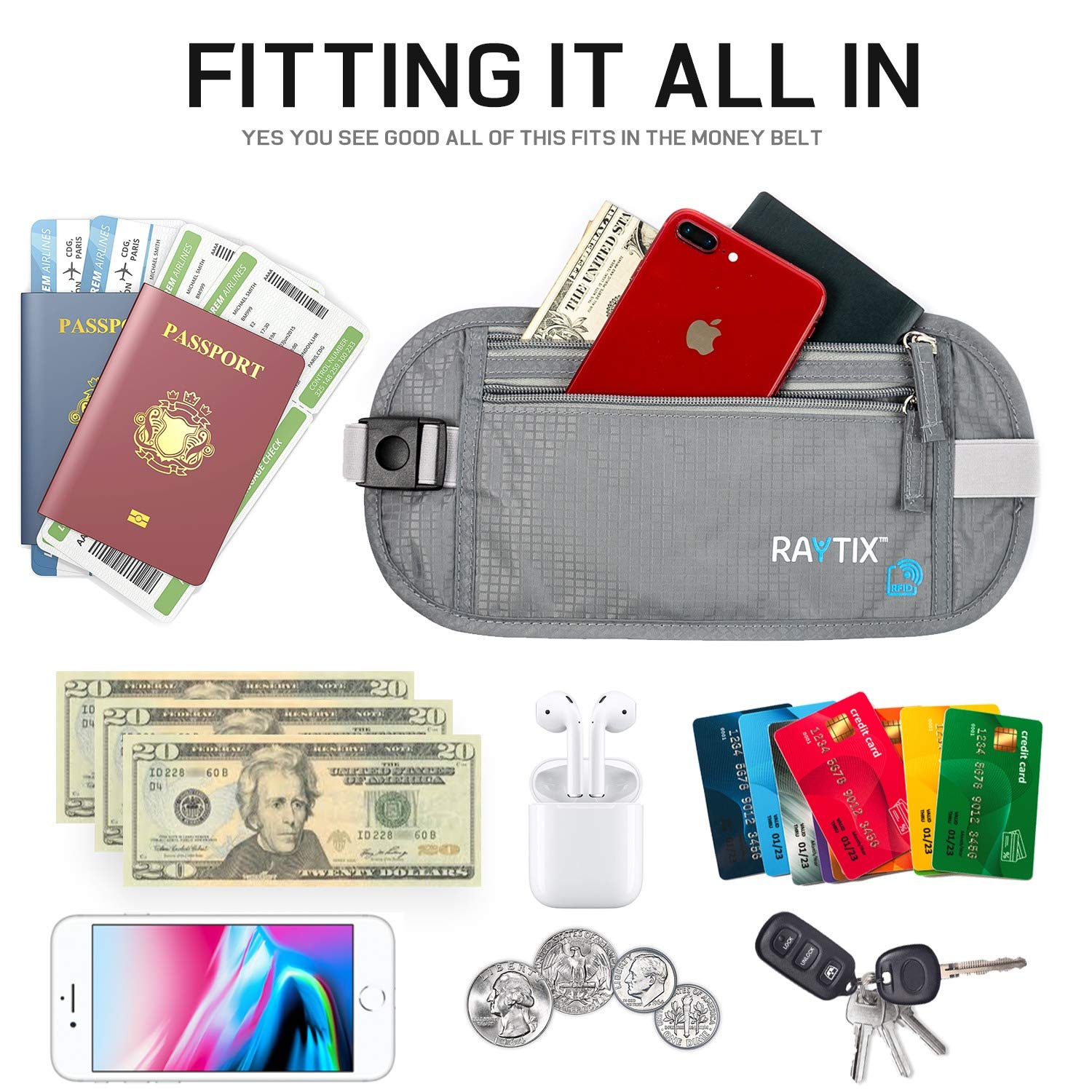 Money Belt For Travel Wallet Belt Passport Holder Travel Pouch to Protect You With RFID Transmissions –Secure, Hidden