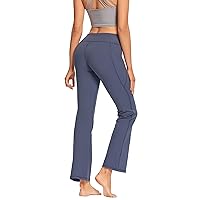 Women's Standard Bootcut with 3 Pockets, Tummy Control Workout Flared Bootleg, Yoga Work Pants