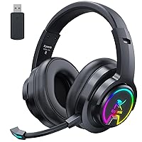 PG3 RGB Wireless Gaming Headset for PS4, PS5, PC - 2.4GHz 7.1 Surround Sound, Bluetooth Gaming Headphone with AI Detachable Noise Canceling Mic, 48-Hr Battery for Laptop, Switch, Mac (Black)