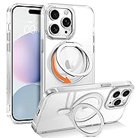 YINLAI Case for iPhone 15 Pro 6.1-Inch, Magnetic [Compatible with Magsafe] with 360° Rotatable Ring Holder Invisible Kickstand Slim Transparent Men Women Shockproof Protective Phone Cover, Clear