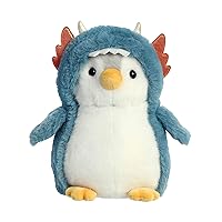 Aurora® Playful Pompom Penguin™ Dragon Stuffed Animal - Vibrant Companions - Endless Fun - Blue 7 Inches