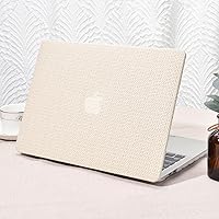 Seorsok Compatible with MacBook Pro 13 inch Case M2 2023,2022,2021-2016 A2338 M1 A2251 A2289 A2159 A1989 A1708 A1706,Elegant Leather Plastic Hard Shell Transparent Keyboard Cover,Beige Woven Fabric