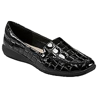 Easy Spirit Women's Abide 8 Loafer Flat, Black Croco Patent, 7.5 X-Wide